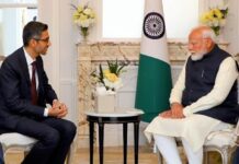 பிரான்ஸ் தலைநகர் பாரிஸில் பிரதமர் மோடியுடன் சுந்தர் பிச்சை சந்திப்பு