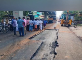 மார்த்தாண்டம்: தார் போட்ட ஒரே நாளில் சாலை பழுது