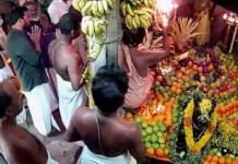 களியக்காவிளை: சிவன் பார்வதி கோவிலில் விஷு கனி நிகழ்ச்சி