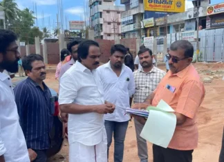 தக்கலை: பஸ் நிலைய கட்டுமான பணியை பார்வையிட்ட எம்எல்ஏ