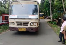 பத்துகாணி: வழியில் பழுதாகி நின்ற அரசு பஸ்