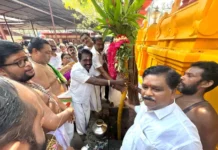 மண்டைக்காடு: கோயிலில் யாகசாலைக்கு கால் நாட்டு விழா