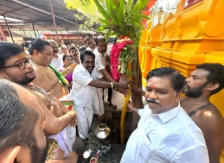 மண்டைக்காடு: கோயிலில் யாகசாலைக்கு கால் நாட்டு விழா