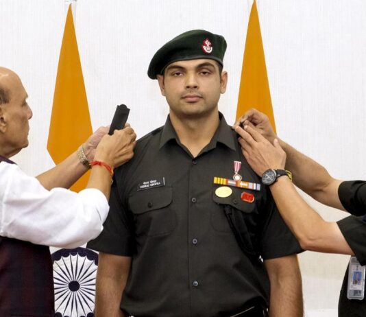 நீரஜ் சோப்ராவுக்கு லெப்டினன்ட் கர்னல் பதவி