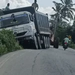 இறச்சகுளத்தில் விபத்துக்குள்ளான டாரஸ் லாரி