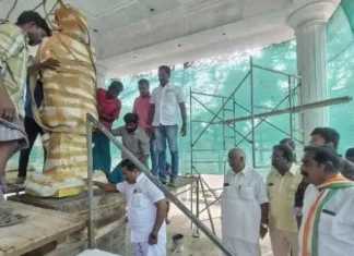 பொன்னப்ப நாடார் திருவருவ சிலை நிறுவும் பணி ஆய்வு.