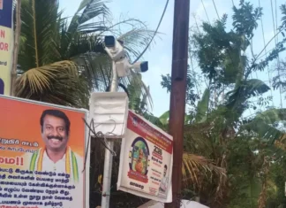 வாவறை: உடைந்து கிடக்கும் போலீஸ் கண்காணிப்பு கேமரா