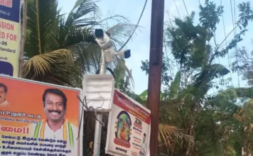 வாவறை: உடைந்து கிடக்கும் போலீஸ் கண்காணிப்பு கேமரா