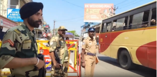 குமரி: சோதனை சாவடியில் துப்பாக்கி ஏந்திய ராணுவ வீரர்கள்