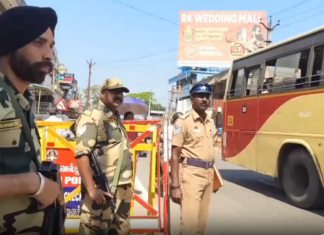 குமரி: சோதனை சாவடியில் துப்பாக்கி ஏந்திய ராணுவ வீரர்கள்