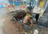 மணிமேடை அருகே உள்ள பள்ளத்தை சரி செய்ய கோரிக்கை