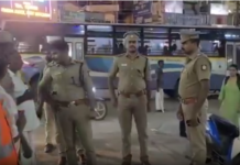 தக்கலை: பேருந்து நிலையத்தில் மாவட்ட எஸ்பி இரவில் ஆய்வு