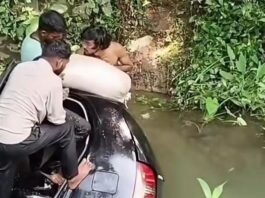குமரி மாவட்டம் அருமனை அருகே, ரேஷன் அரிசி கடத்த முயன்றதாக கூறப்படும் கார் சானலில் கவிழ்ந்து விபத்து! அருமனை அருகே ரேஷன் அரிசி கடத்த முயன்ற கார் சாலையோர சானலில் கவிழ்ந்து விபத்து